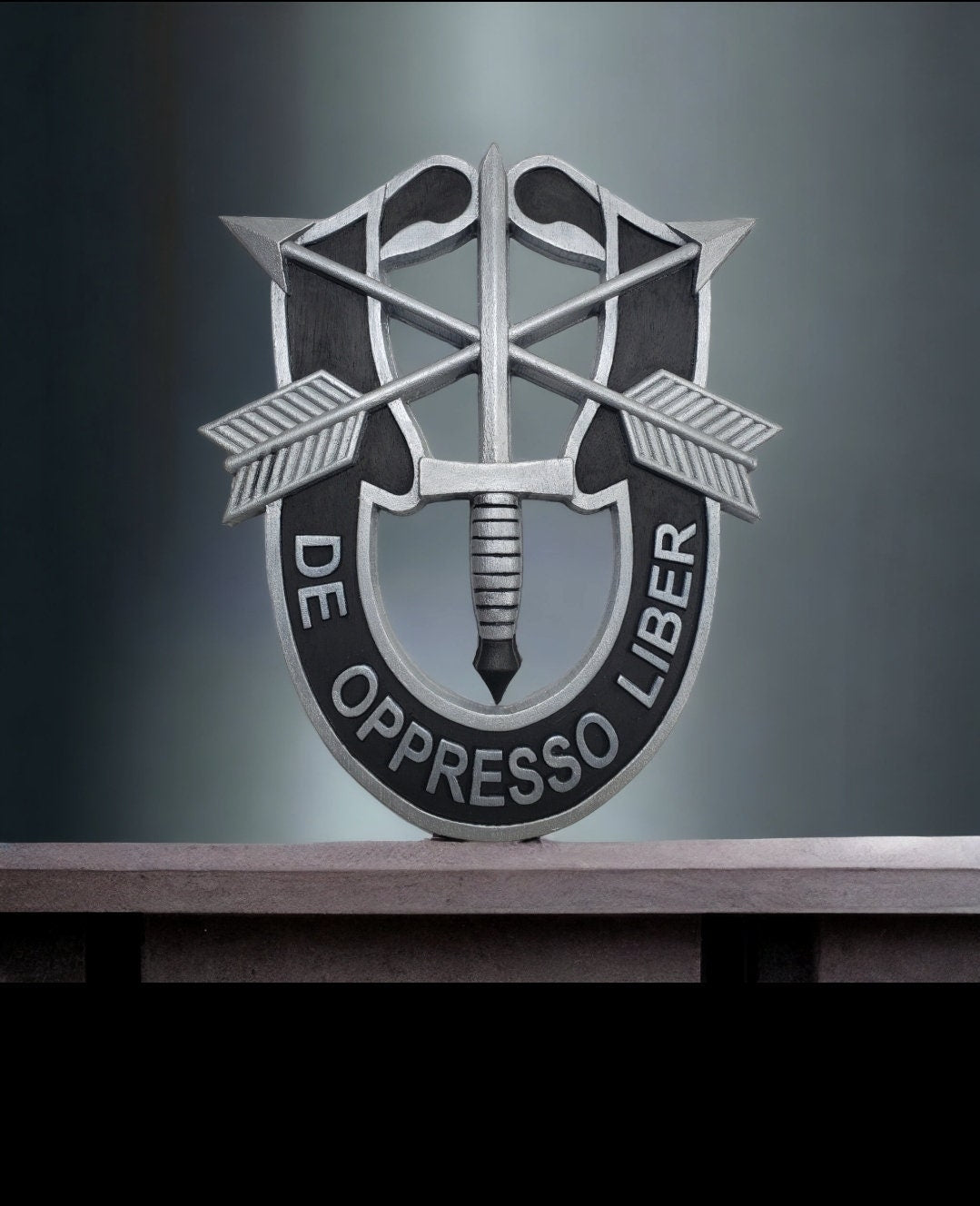 Special Forces DE OPPRESSO LIBER carved out in wood