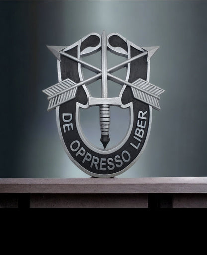 Special Forces DE OPPRESSO LIBER carved out in wood