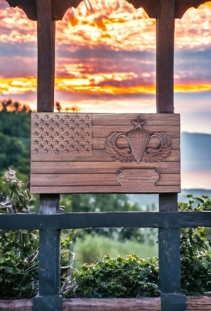 US Flag with Airborne Wings and personalization