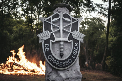 Special Forces DE OPPRESSO LIBER carved out in wood