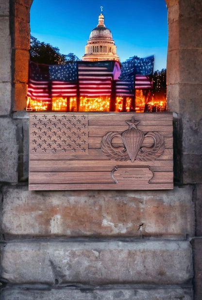 US Flag with Airborne Wings and personalization