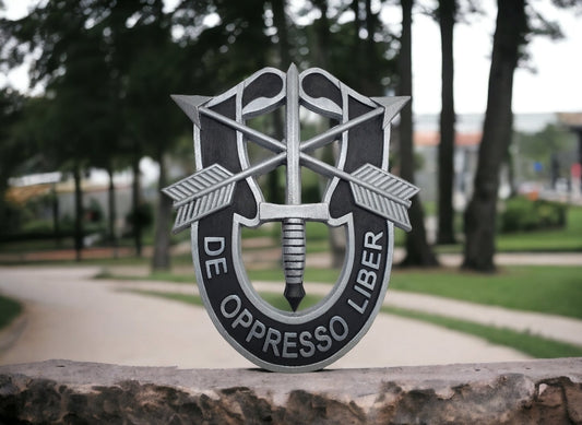 Special Forces DE OPPRESSO LIBER carved out in wood